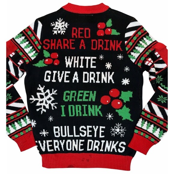 Tipsy Elves Ugly Xmas Sweater M “You Miss You Drink” Drinking Game - Picture 2 of 9
